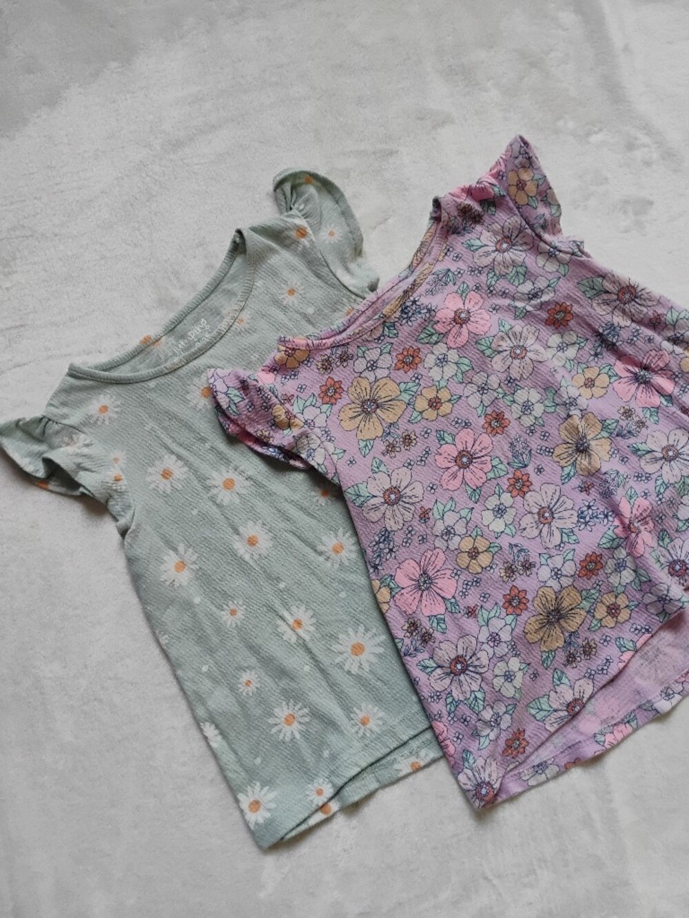 Lot Of 2 Essential Summer Tops | Floral Ruffle Shoulder Tees | 2T